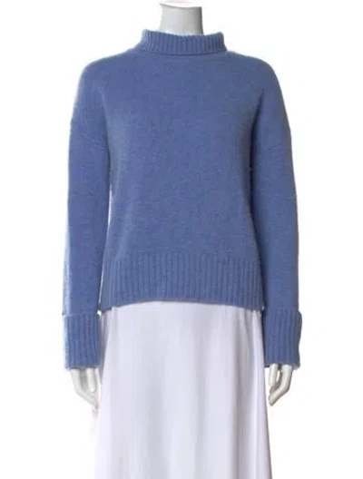 Pre-owned Halston Cashmere Turtleneck Sweater In Blue