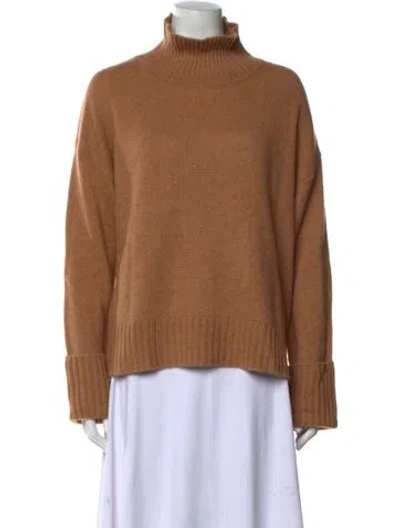 Pre-owned Halston Cashmere Turtleneck Sweater In Brown