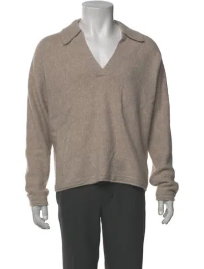 Pre-owned Halston Cashmere V-neck Pullover In Neutral