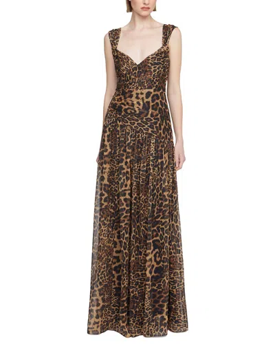 Halston Claudia Chiffon Gown In Animal Print