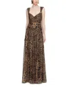 Halston Claudia Chiffon Gown In Brown