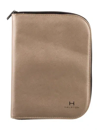Pre-owned Halston Coated Canvas Travel Case In Neutral