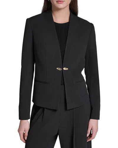 Halston Collarless Blazer In Black