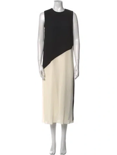 Pre-owned Halston Colorblock Pattern Long Dress In Black