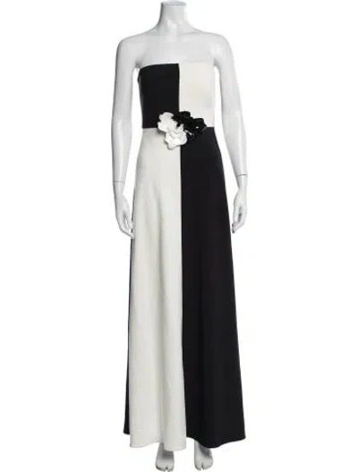 Pre-owned Halston Colorblock Pattern Long Dress In Black