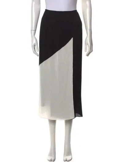Pre-owned Halston Colorblock Pattern Midi Length Skirt In Blue