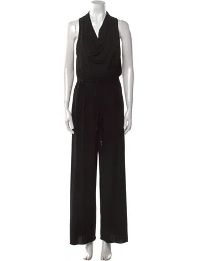 Pre-owned Halston Cowl Neck Jumpsuit In Black