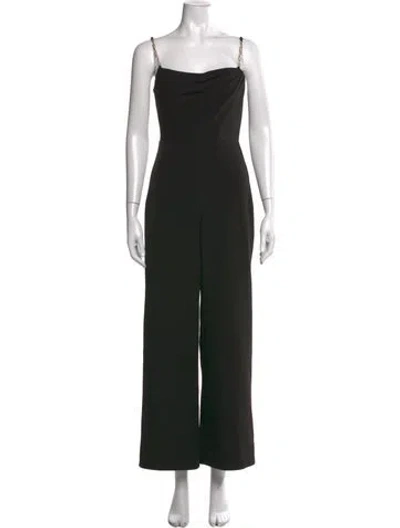 Pre-owned Halston Cowl Neck Jumpsuit In Black