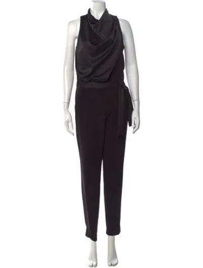 Pre-owned Halston Cowl Neck Jumpsuit In Black