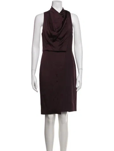 Pre-owned Halston Cowl Neck Knee-length Dress In Purple