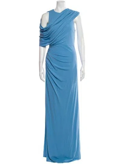 Pre-owned Halston Cowl Neck Long Dress W/ Tags In Blue