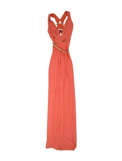 Pre-owned Halston Cowl Neck Long Dress W/ Tags In Orange