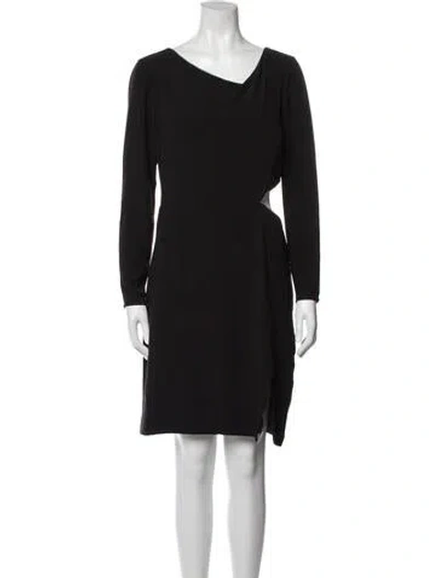 Pre-owned Halston Cowl Neck Mini Dress In Black