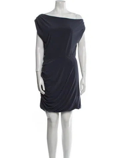 Pre-owned Halston Cowl Neck Mini Dress In Gray