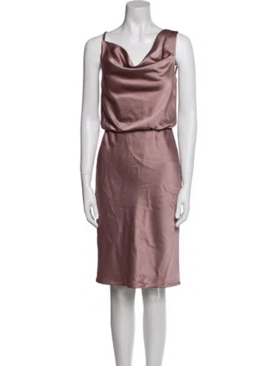 Pre-owned Halston Cowl Neck Mini Dress In Neutral