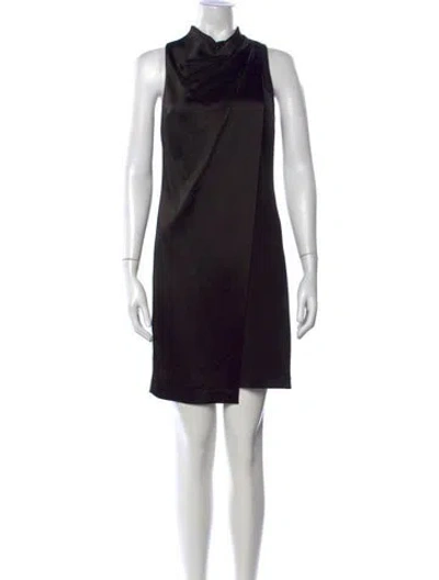 Pre-owned Halston Cowl Neck Mini Dress W/ Tags In Black