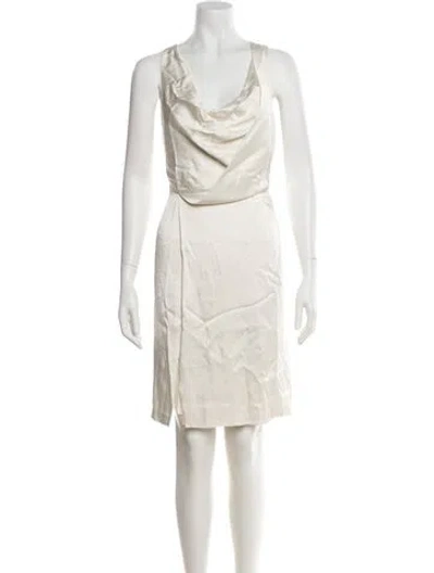 Pre-owned Halston Cowl Neck Mini Dress W/ Tags In Neutral