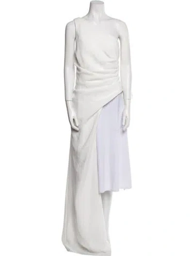 Pre-owned Halston Cowl Neck Sleeveless Blouse In White