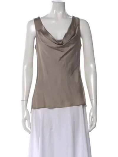 Pre-owned Halston Cowl Neck Sleeveless Top In Neutral