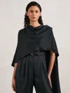 Halston Crepe Wide Leg Cape In Black