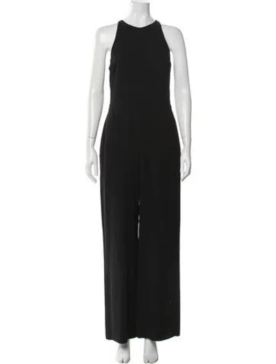 Pre-owned Halston Crew Neck Jumpsuit In Black