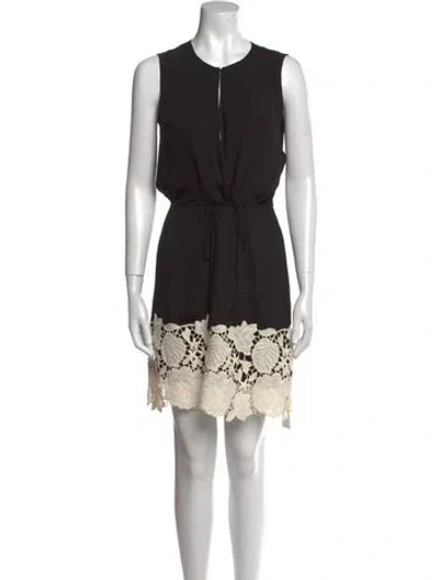 Pre-owned Halston Crew Neck Knee-length Dress In Black