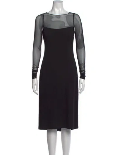 Pre-owned Halston Crew Neck Knee-length Dress In Black
