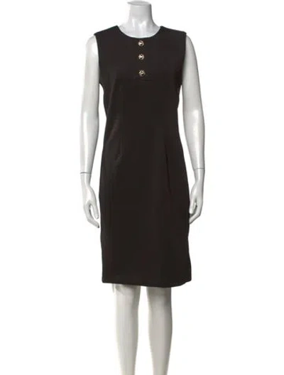 Pre-owned Halston Crew Neck Knee-length Dress In Black