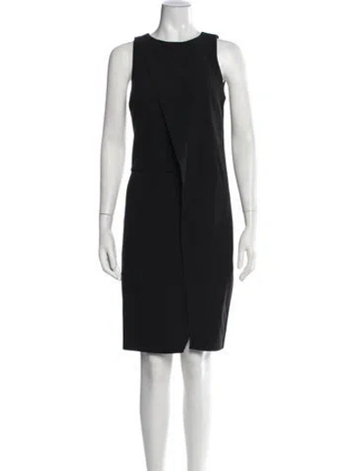 Pre-owned Halston Crew Neck Knee-length Dress In Black