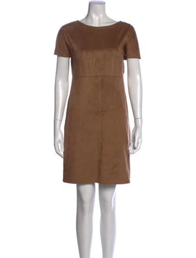 Pre-owned Halston Crew Neck Knee-length Dress In Brown