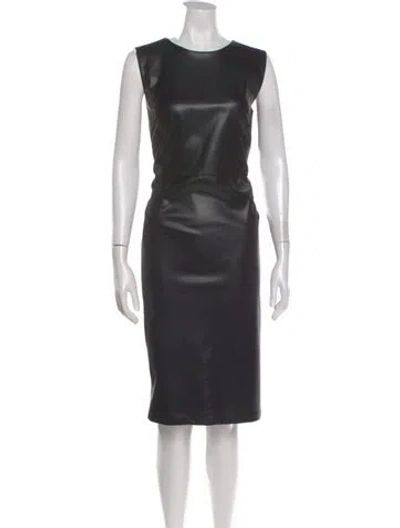 Pre-owned Halston Crew Neck Knee-length Dress In Gray