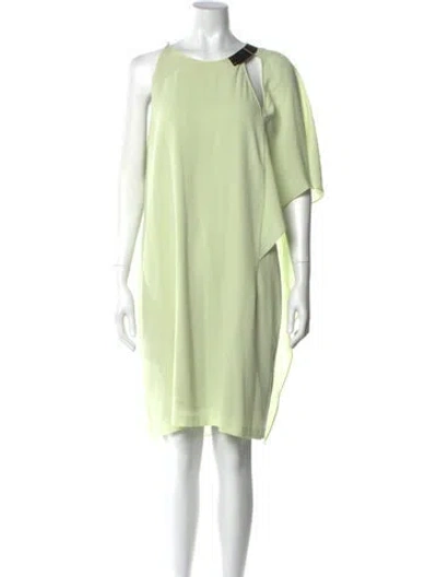 Pre-owned Halston Crew Neck Knee-length Dress In Green