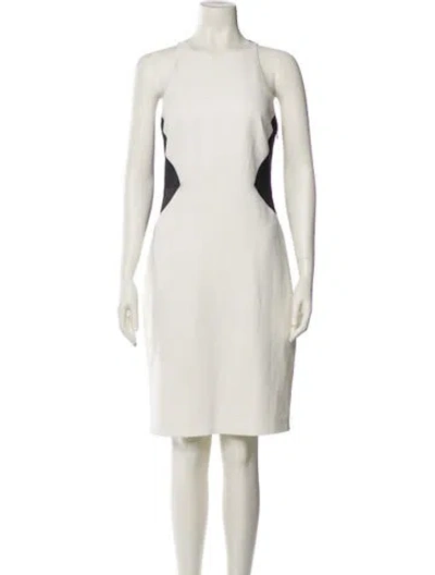 Pre-owned Halston Crew Neck Knee-length Dress In Neutral