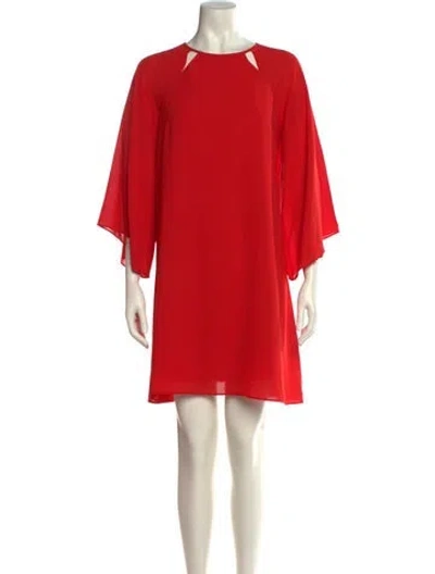 Pre-owned Halston Crew Neck Knee-length Dress In Red