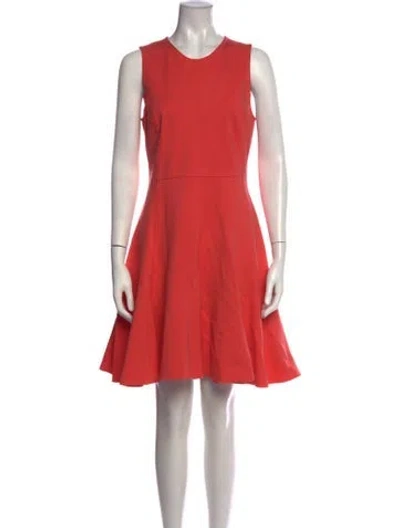 Pre-owned Halston Crew Neck Knee-length Dress In Red