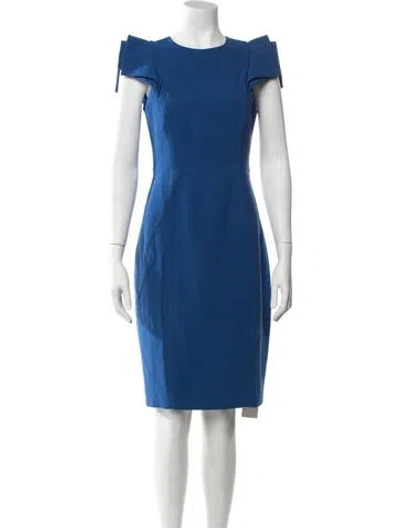 Pre-owned Halston Crew Neck Knee-length Dress W/ Tags In Blue