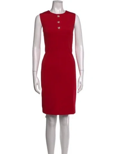 Pre-owned Halston Crew Neck Knee-length Dress W/ Tags In Red