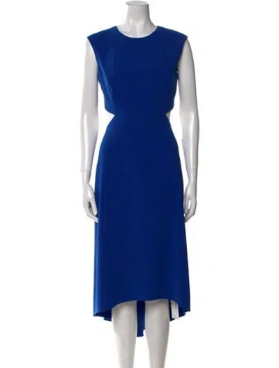 Pre-owned Halston Crew Neck Long Dress In Blue