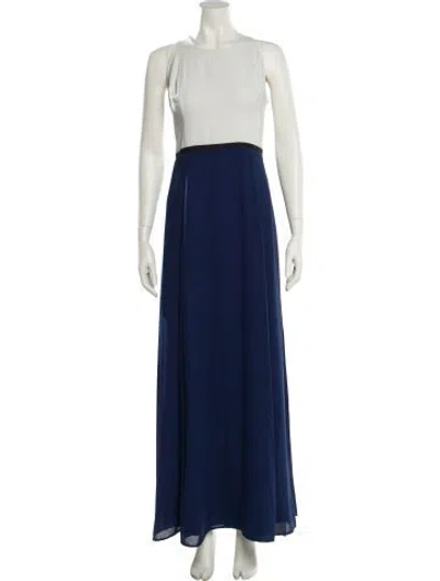 Pre-owned Halston Crew Neck Long Dress In Blue