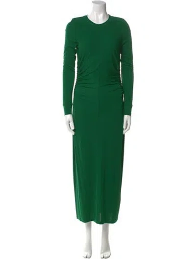 Pre-owned Halston Crew Neck Long Dress In Green
