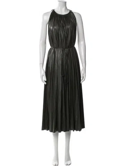 Pre-owned Halston Crew Neck Long Dress In Green
