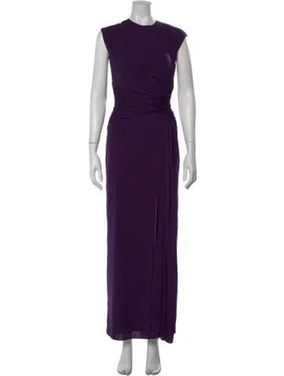 Pre-owned Halston Crew Neck Long Dress In Purple