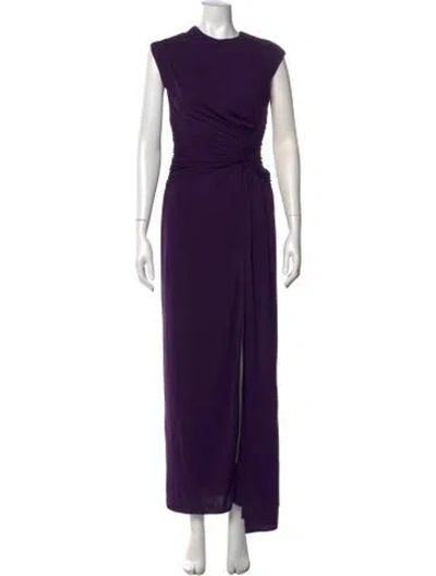 Pre-owned Halston Crew Neck Long Dress In Purple