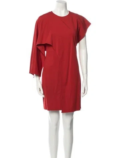 Pre-owned Halston Crew Neck Long Dress In Red