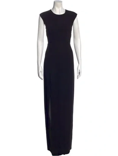 Pre-owned Halston Crew Neck Long Dress W/ Tags In Black