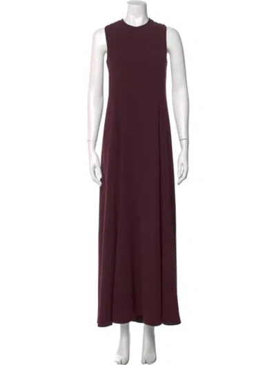 Pre-owned Halston Crew Neck Long Dress W/ Tags In Burgundy