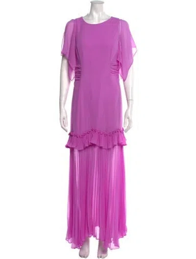 Pre-owned Halston Crew Neck Long Dress W/ Tags In Pink