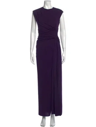 Pre-owned Halston Crew Neck Long Dress W/ Tags In Purple