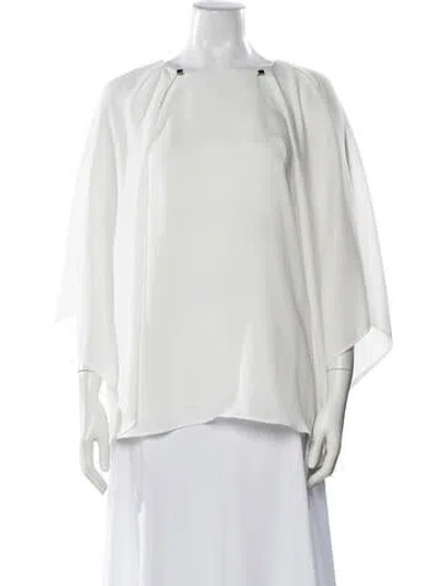 Pre-owned Halston Crew Neck Long Sleeve Blouse W/ Tags In Neutral