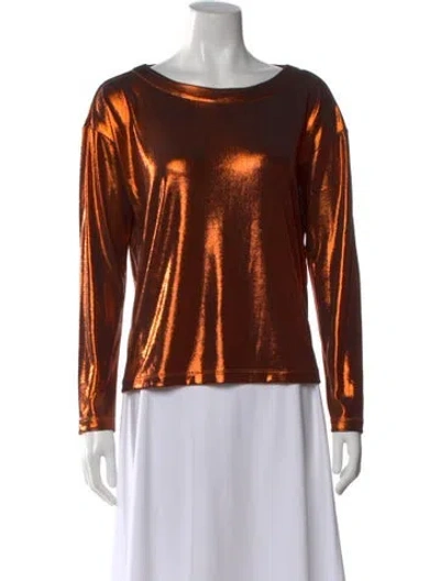 Pre-owned Halston Crew Neck Long Sleeve Top